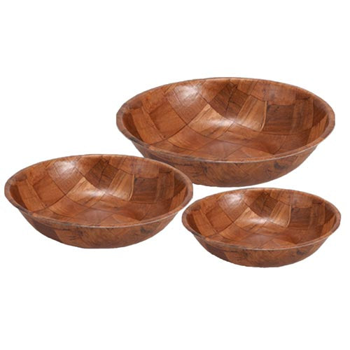 Winco Woven Wooden Salad Bowl, 14" x 3-1/2"