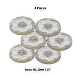 50L (32mm / 1.25") Beige Shell Look Buttons Swirl Ivory Pattern Large Four Hole Coat Button
