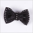 3" Black Beaded Bow Brooch