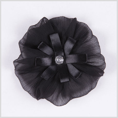 Black Organza Flower Pin