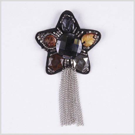 3.25" x 5.75" Black Nickel Beaded Brooch