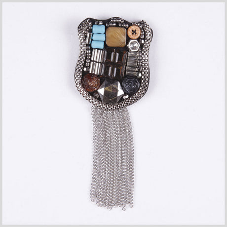 2" x 6" Black Nickel Beaded Brooch
