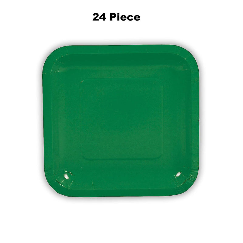 24 Count Green Square Paper Dessert Plates 7"