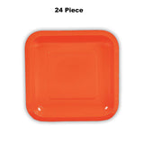 24 Count Orange Square Paper Dessert Plates 7"