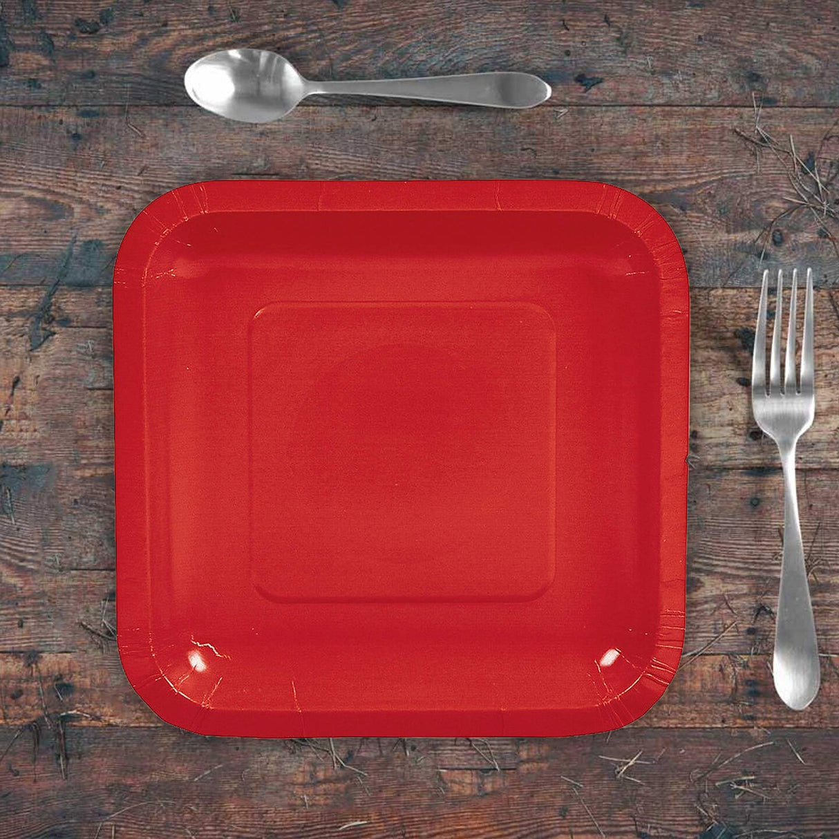 24 Count Red Square Paper Dessert Plates for Parties and Events 7"