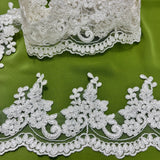 Polyester Lace Trimming Corded Embroidered 4" Wide