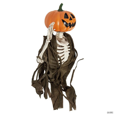 17 3/4-Inch Hanging Waving Jack-O'-Lantern Pumpkin Creeper Halloween Decoration with Skeleton Body