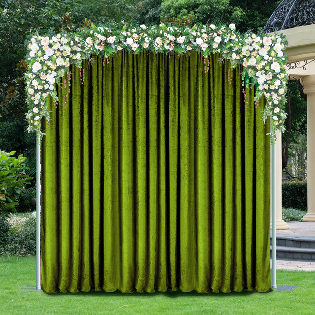 Velvet Backdrop Curtain Drape Panel 14 ft x 57 in Moss Green/Olive Green