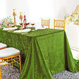 Crushed Velvet Rectangular Tablecloth 90x156 Moss Green