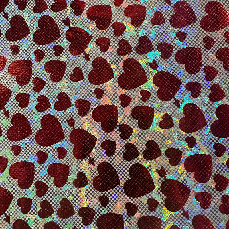 Nylon Spandex Heart Foil Metallic Fabric