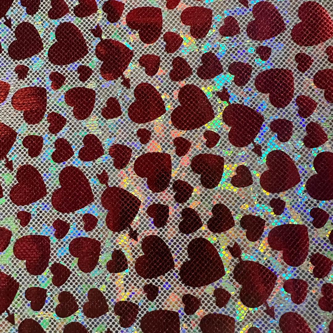 Nylon Spandex Heart Foil Metallic Fabric