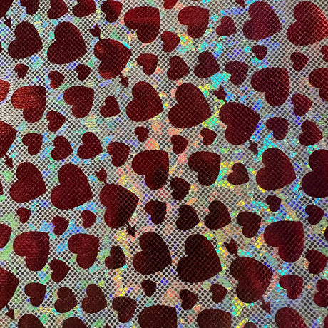Nylon Spandex Heart Foil Metallic Fabric