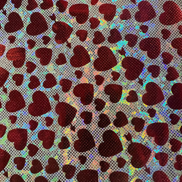 Nylon Spandex Heart Foil Metallic Fabric