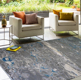 Silver Shimmery Changing Gray Blue Polyester Viscose Blend Area Rug Fabric - Color Changing, Flat Weave, 5' 3" X 7' 5" (1 Rug)