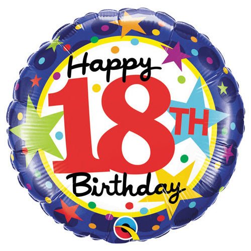 18 Inch 18th Birthday Stars Foil Balloon