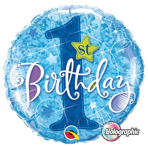 1st Birthday Foil Balloon Blue Stars