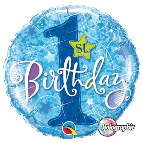 1st Birthday Foil Balloon Blue Stars