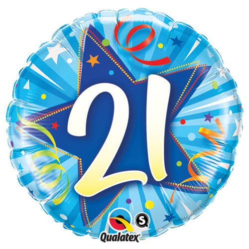 21st Birthday Foil Balloon Bright Blue