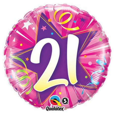 Foil Balloon 21 Shining Star Hot Pink