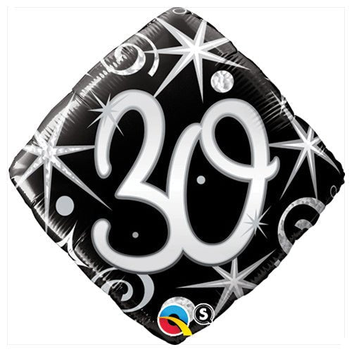 Foil Balloon 30 Elegant Sparkles & Swirls