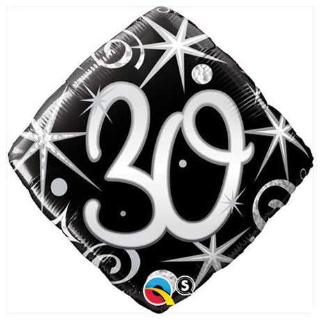Foil Balloon 30 Elegant Sparkles & Swirls