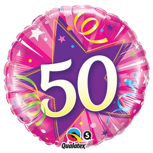 Foil Balloon 18 Inch 50 Shining Star Hot Pink
