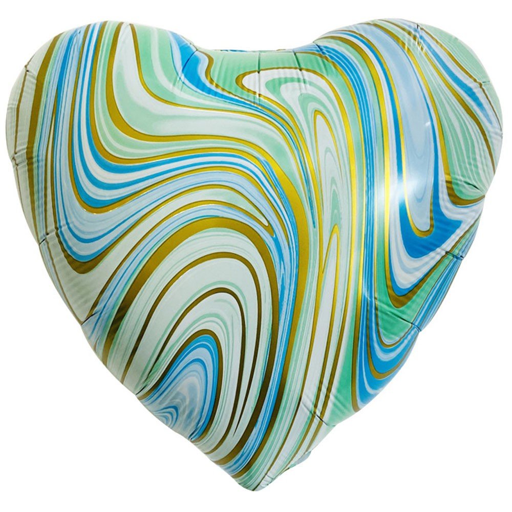 Foil Balloon Aqua & Gold Heart