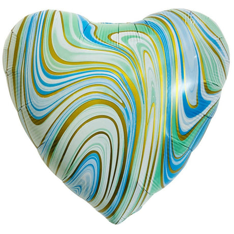 Foil Balloon Aqua & Gold Heart