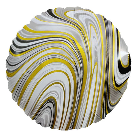 Foil Balloon 18 Inch Agate Round Black & Gold