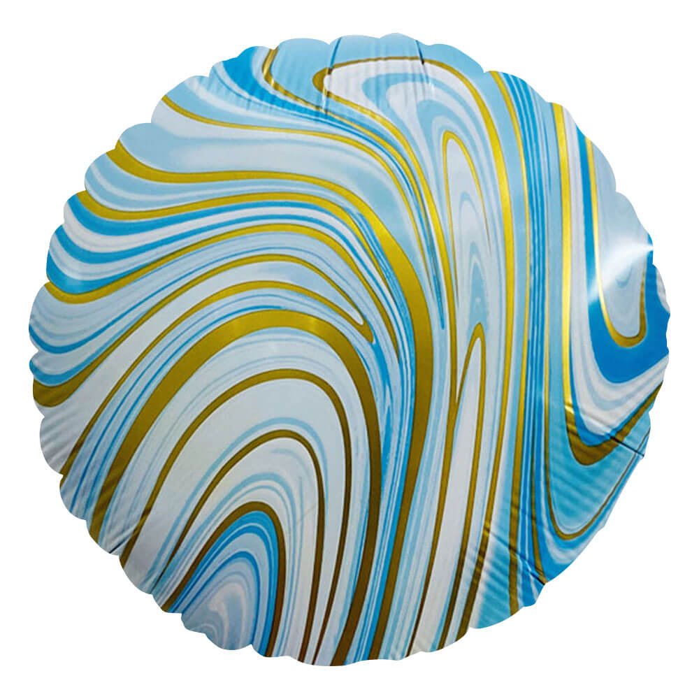 Foil Balloon Blue & Gold Agate Round