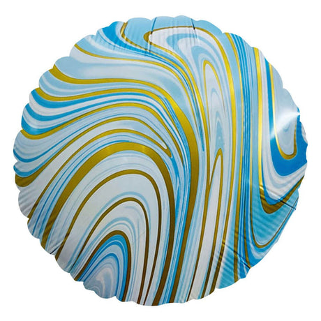 Foil Balloon Blue & Gold Agate Round