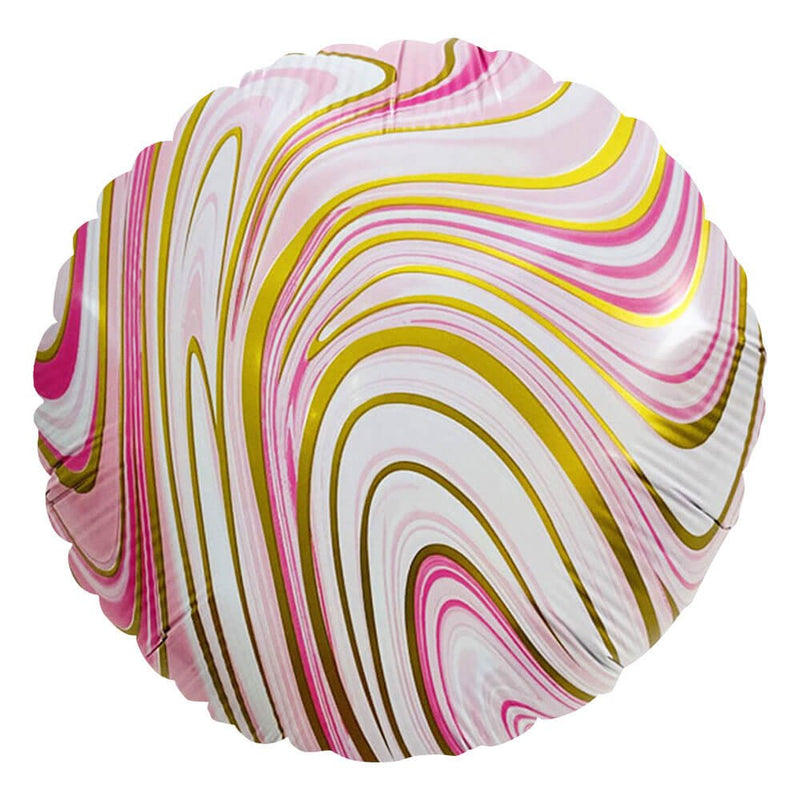 18 Inch Foil Balloon - Pink & Gold Agate Round
