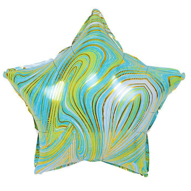 Foil Balloon 18 Inch Agate Star Aqua & Gold