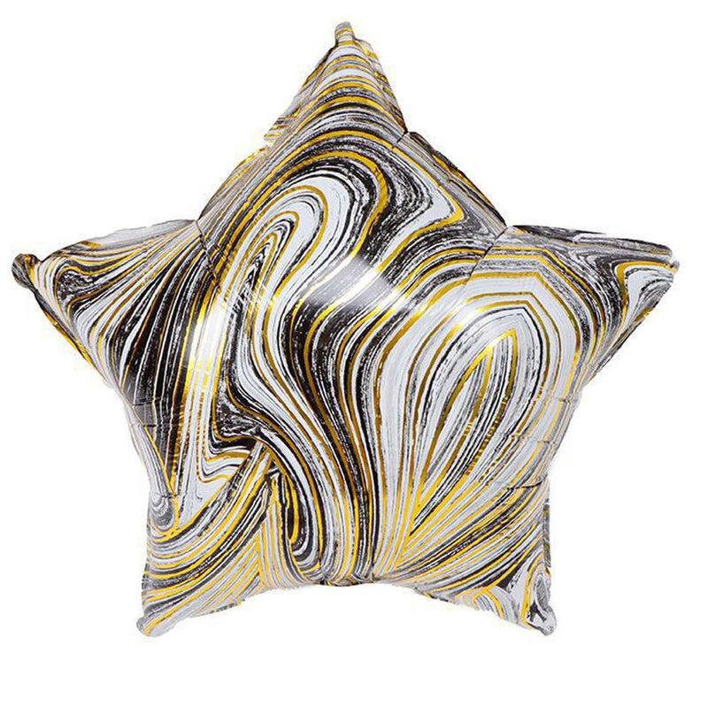 Foil Balloon 18 Inch Agate Star Black & Gold