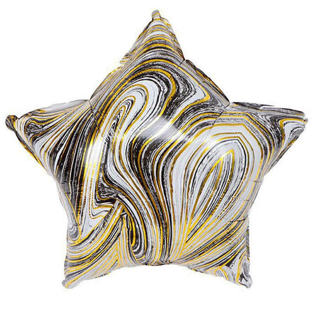 Foil Balloon 18 Inch Agate Star Black & Gold