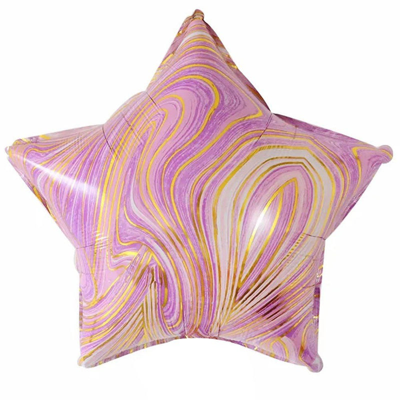 Foil Balloon 18 Inch Agate Star Pink & Gold