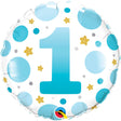 Foil Balloon Age 1 Blue Dots