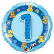 Foil Balloon Age 1 Blue Teddies
