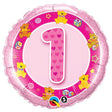 Foil Balloon Girls Age 1 Pink Teddies