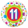 Foil Balloon Age 11 Colorful Dots