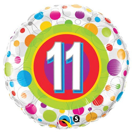 Foil Balloon Age 11 Colorful Dots
