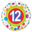 Foil Balloon Age 12 Colorful Dots