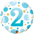 Foil Balloon Age 2 Blue Dots