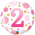 Age 2 Pink Dots Foil Balloon