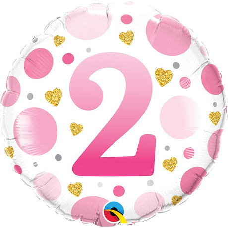 Age 2 Pink Dots Foil Balloon