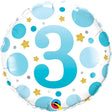 Age 3 Blue Dots Foil Balloon