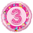 Foil Balloon Age 3 Pink Fairies