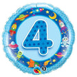 Foil Balloon Age 4 Blue Spaceships & Aliens