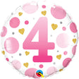 Foil Balloon Age 4 Pink Dots