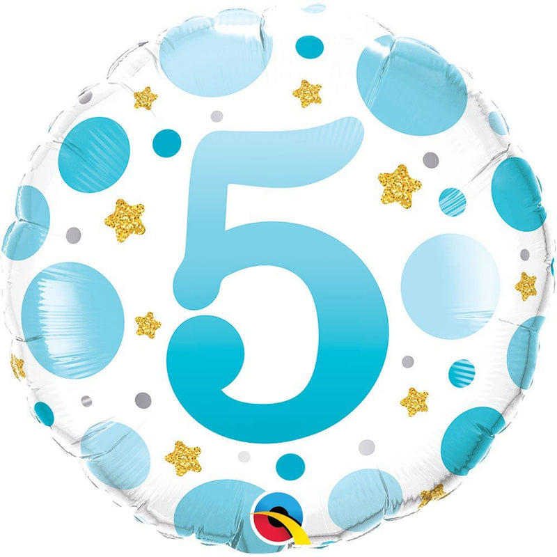 Age 5 Blue Dots Foil Balloon